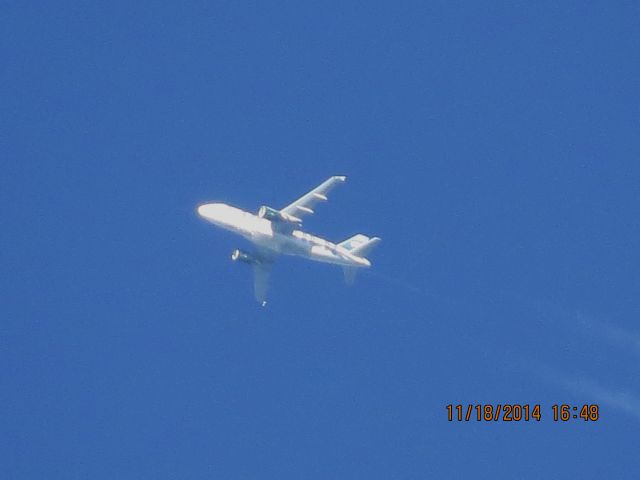 Airbus A319 (N921FR) - Frontier flight 589 from TYS to DEN over Southeastern Kansas at 38,000 feet.