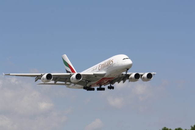 Airbus A380-800 (A6-EDE) - Landing At Lester B. Pearson Intl Airport,Toronto,Canada CYYZ/YYZ   Taken June 22,2009