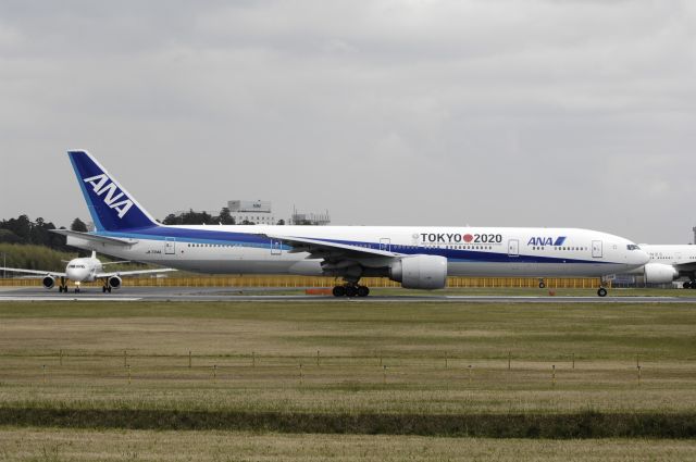 BOEING 777-300 (JA734A) - Departure at Narita Intl Airport Rwy16R on 2013/04/18 "Tokyo 2020 Olympic Campaing"