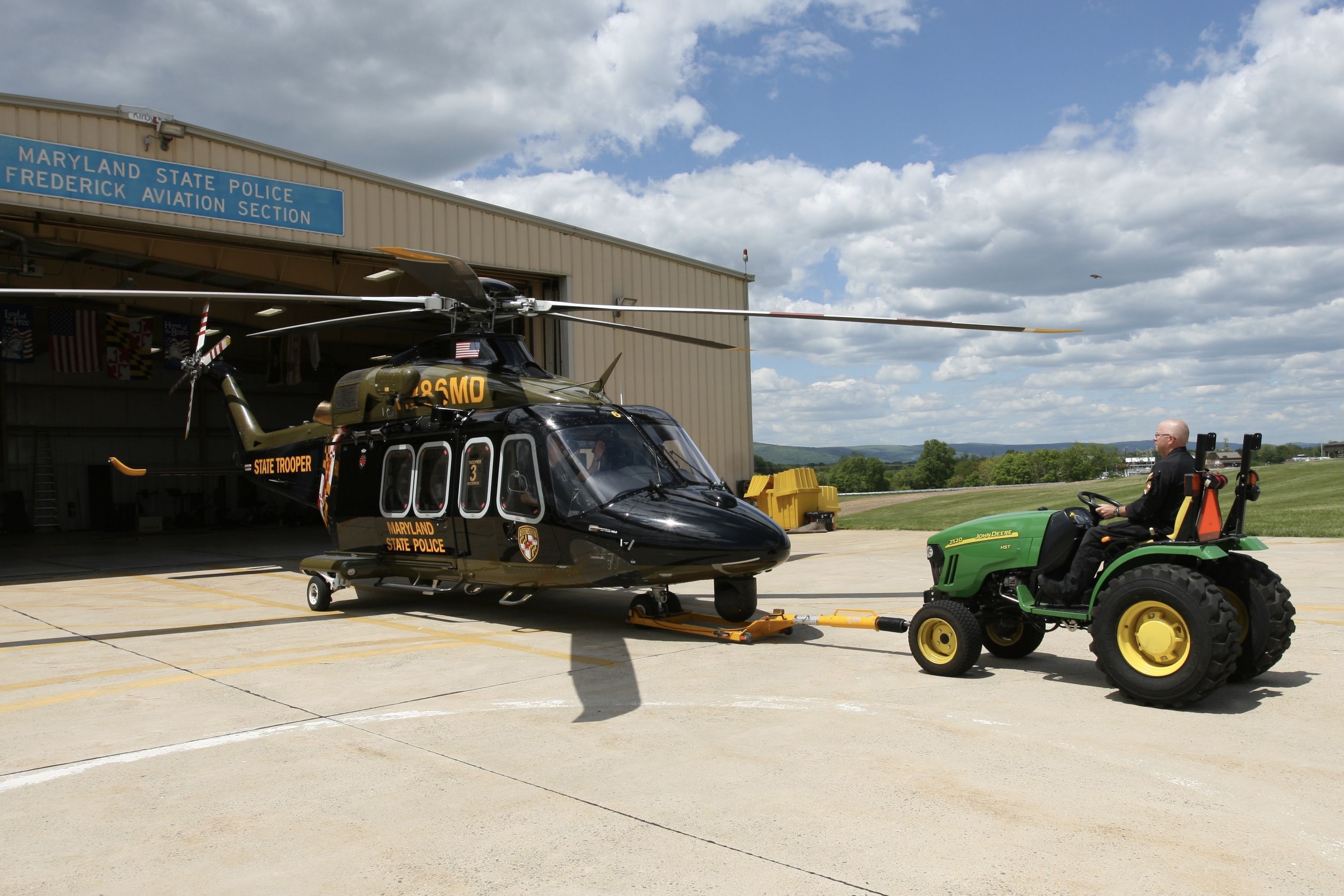 BELL-AGUSTA AB-139 (N386MD) - Pushed back into hangar 