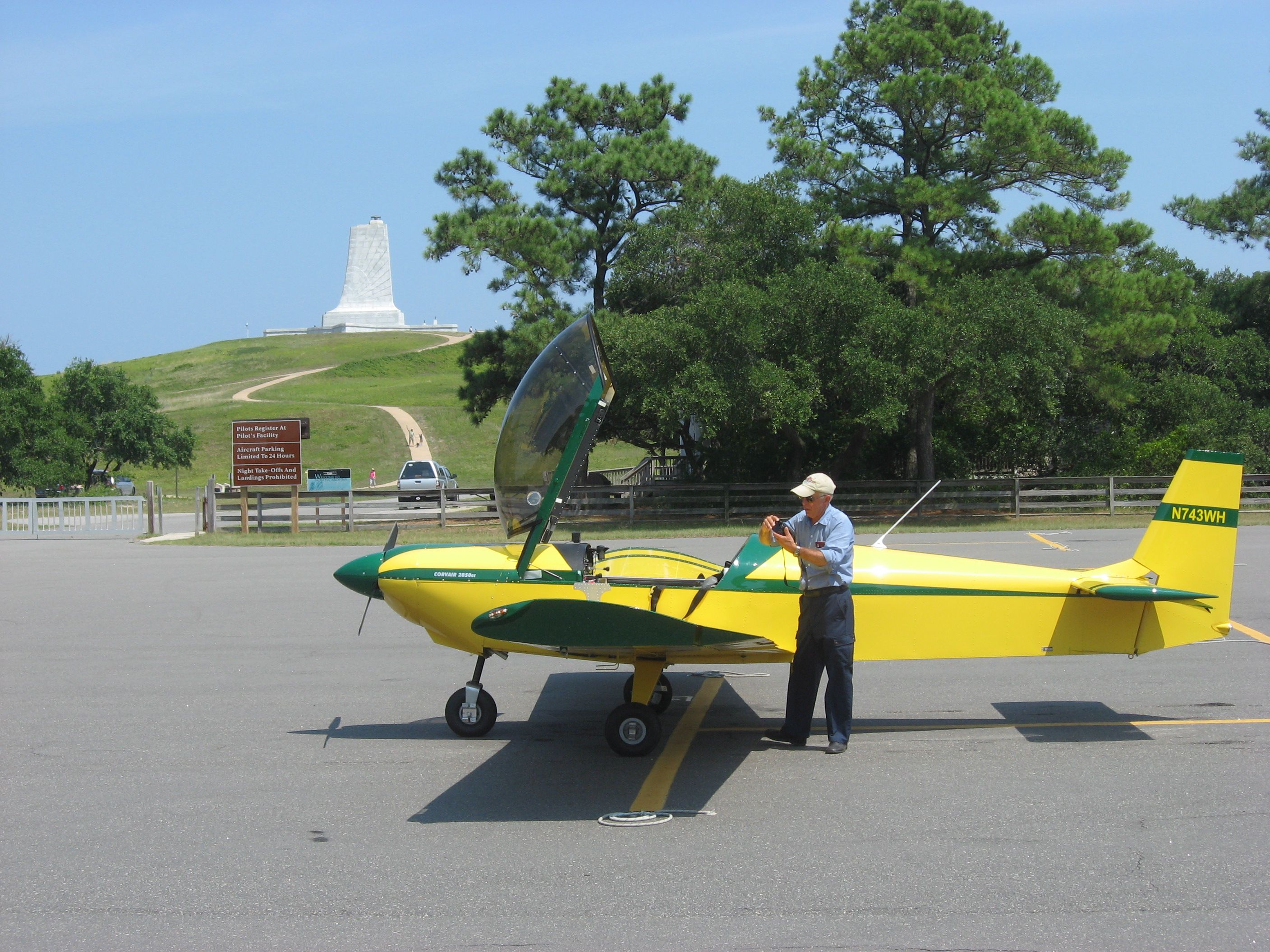 ZENAIR Super Zodiac (N743WH) - The airplane's builder with his aircraft at "First Flight Airport" 8/2/2011.