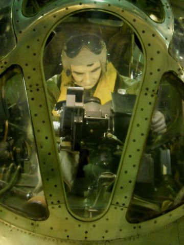 N4427297 — - The nose position of the bombardier in this massive B-29D on display at the National Museum of The United States Air Force-Dayton, OH