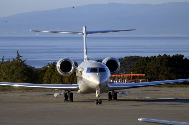 Gulfstream Aerospace Gulfstream G650 (N650RR) - KMRY - Monterey Bay and the Pacific Ocean behind 650RR during 2015 AT&T Pro Am weekend