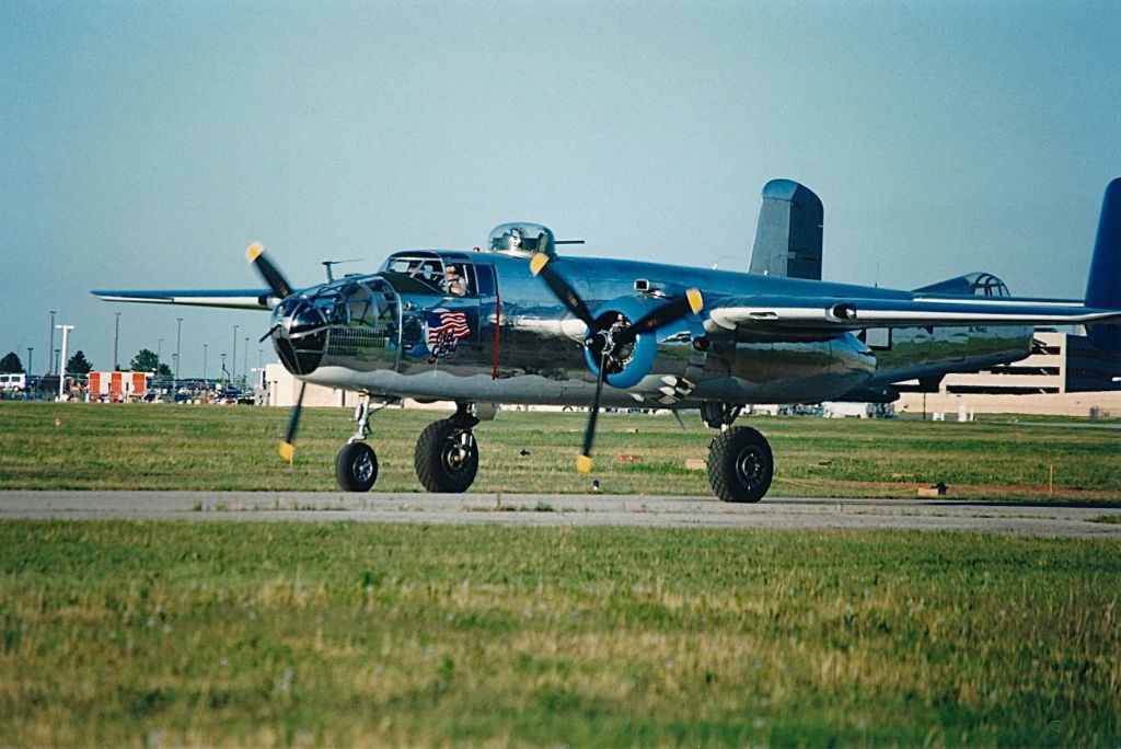 North American TB-25 Mitchell (N7946C) - B-25 Old Glory taxing in after preforming at the Air Power Air Show in KOKC