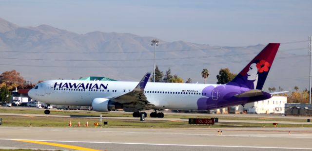 BOEING 767-300 (N588HA) - Take Off roll, 30R to PHNL, HA # 43    11-18-2015