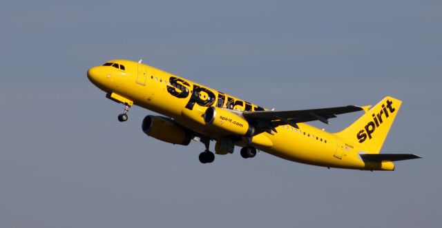 Airbus A320 (N611NK) - Shortly after departure is this 2012 Spirit Airlines Airbus A320-232 from the Autumn of 2020.