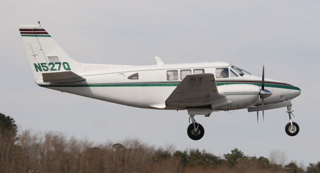 Beechcraft Queen Air (65) (N527Q) - A 1968 model Beechcraft A65 Queen Air departing H. L. Sonny Callahan Airport, Fairhope, AL under high overcast - mid-morning, March 3, 2022.