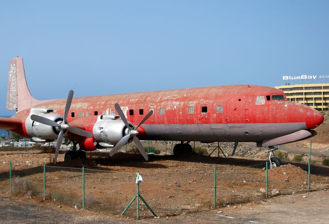 Douglas DC-7 (EC-BBT) - Exposed at the Gran Canaria aeroclub at El Berriel. (2011) This aircraft was the last manufactured of a series of 350 units of the DC-7C model.