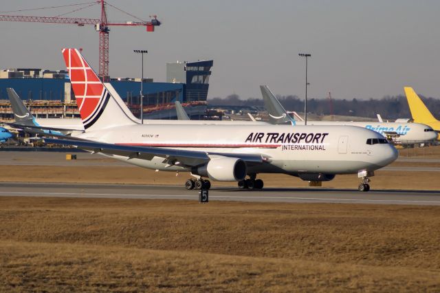 BOEING 767-200 (N255CM) - ATI special paint scheme slowing down on RWY 36R