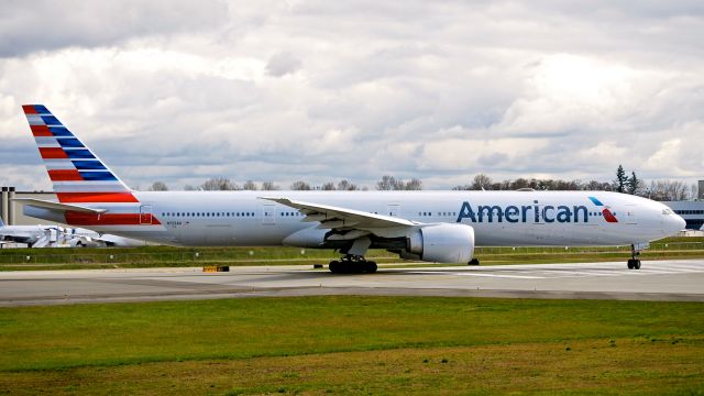 BOEING 777-300 (N723AN) - AAL9645 taxis onto Rwy 16R for a ferry flight to LAX on 3.30.18. (ln 1103 / cn 33125). The aircraft was here for maintenance at ATS. 