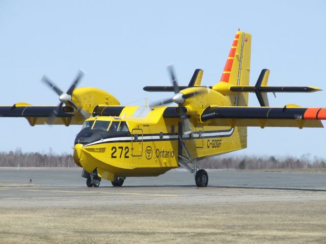 C-GOGF — - Tanker 272 (Province of Ontario - Canadair CL215 6B11 Water Bomber) arriving for the start of the Forest Fire Season. 15 April 2011.