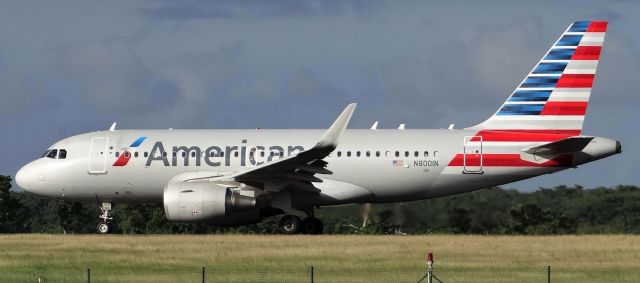 Airbus A319 (N8001N) - Taxiing in PTP/TFFR before depart rwy 12. 30 December 2017.  