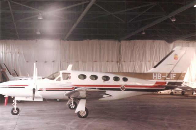 Cessna 421 (HB-LIF) - Seen here in Jan-85.br /br /Reregistered G-BLLU 14-Jan-85,br /then N421CW 12-Jan-93,br /then N421DS 12-Aug-05.