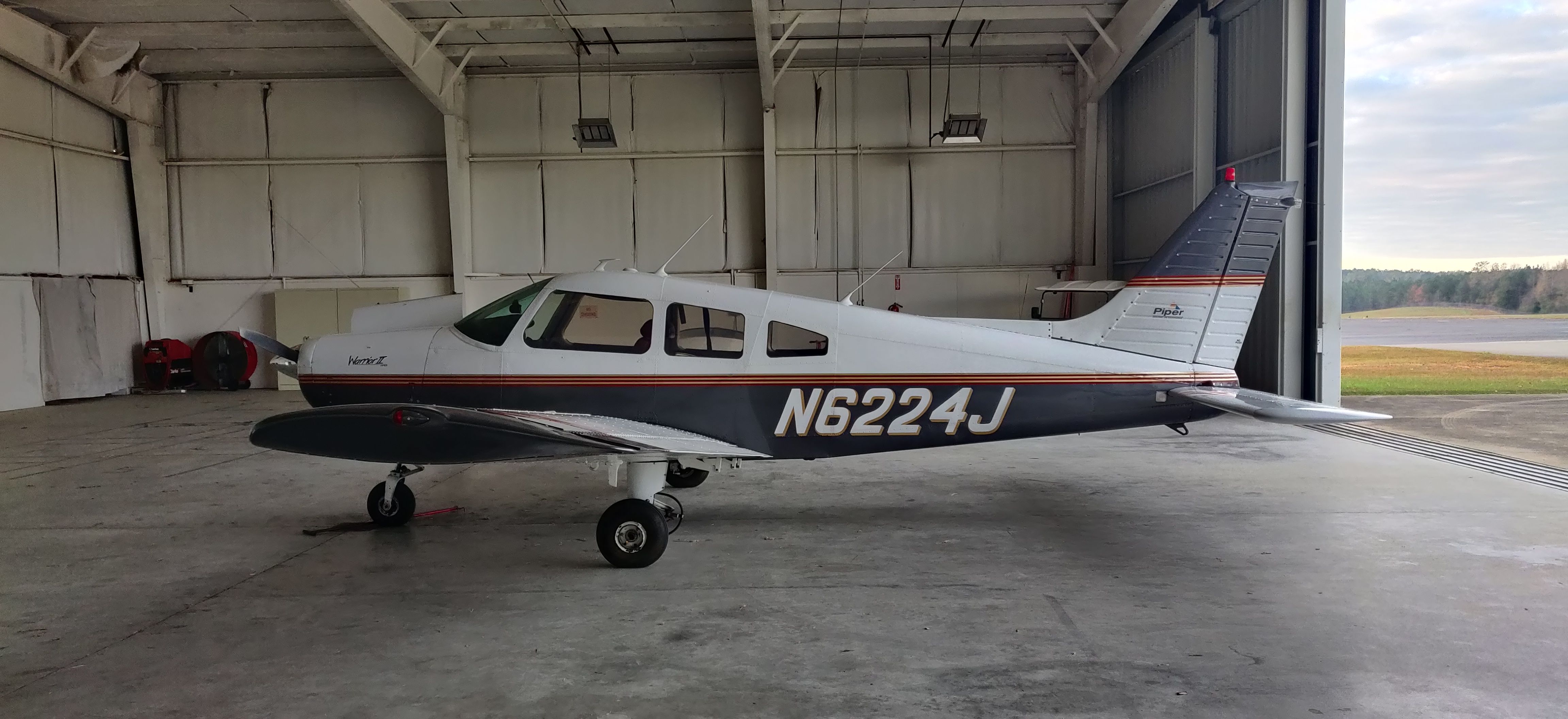 Piper Cherokee (N6224J) - View of the Piper Cherokee Warrior II from the left wing at Alexander City.