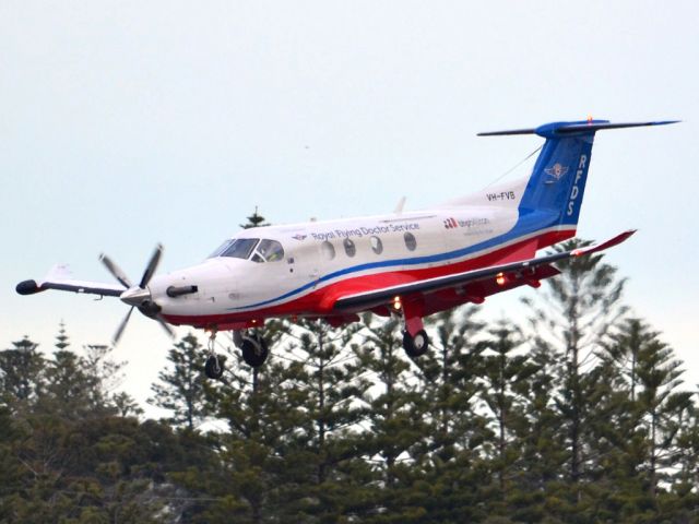 Pilatus PC-12 (VH-FVB) - On short finals for runway 05. Thursday 12th July 2012.
