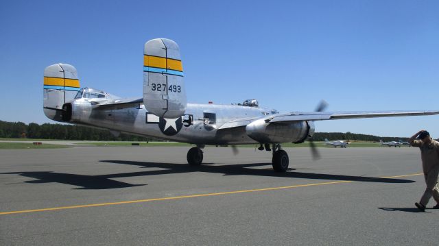 North American TB-25 Mitchell (N27493) - At the tail end of things... B-25 "Miss Mitchell" at the Commemorative Air Force fly-in at Raleigh Executive Jetport (TTA), Sanford, NC 5/14/17