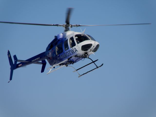 Bell 407 (N407WA) - Wings 1 (Wings Air Rescue) returns to base following a refueling stop at TACAir, the FBO at Blue Grass Airport (KLEX)...