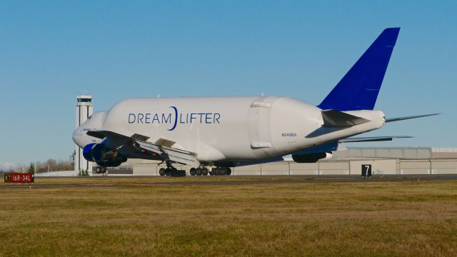 Boeing Dreamlifter (N249BA) - GTI4351 from KCHS lands on Rwy 34L on 1.4.17. (ln 766 / cn 24309).