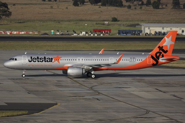 Airbus A321 (VH-OFL) - Brand new A321-251NX arrives from Germany on its delivery flight.  Welcome to Australia.