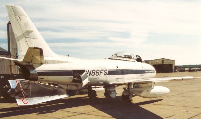 North American F-86 Sabre (N86FS) - Target tug in the 1990s.  The silver dart was strung out on a tether and used as a target for aerial gunnery practice.