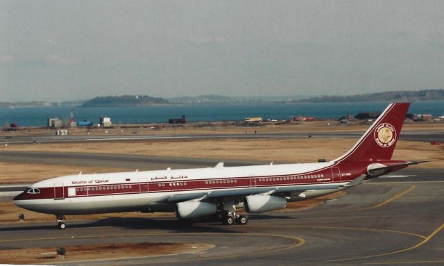 Airbus A340-200 (A7-HHK) - State of Qatar A340-211 taxis at Logan in February 2000 presumably with royal visitors. 