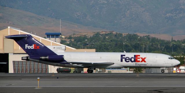 BOEING 727-200 (N282FE) - Flashback (Thirteen years ago back to 2009) ~~br /br /Fed Ex's "Dominique," N282FE (originally with Air Canada as C-GYNI;br /1991 -- wfu by Air Canada and std at Winnipeg;br /1992 -- to FDX as seen above;br /in 2011 ... two years after this photo was snapped ... wfu by FDX and std at Victorville;br /then in 2013 -- reg #N282FE was cancelled by the FAA) ---br /... is captured here taxiing to the cargo ramp at RNO during the 7 AM - 8:30 AM time frame.br /br /** A photo on A.net taken at Victorville in 2014 by Rainer Bexten shows N282FE still fully intact. I was not able to find any more recent info about this frame.