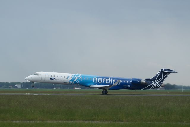 Canadair Regional Jet CRJ-900 (ES-ACG) - Nordica CRJ900 cn15277 Take Off RWY36L 22-5-2018 Currently, all flights operated with the AOC (Air Operators Certificate) of LOT Polish Airlines. Nordica makes use of the equipment of BMI Regional and CarpatAir to run flights due to lack of own equipment.