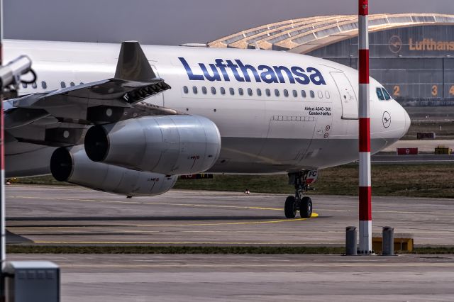 D-AIFC — - D-AIFC Lufthansa Airbus A340-313 Line up on Rwy18 departing to Riyadh (OERK) @ Frankfurt - Rhein-Main International (EDDF) / 08.04.2014