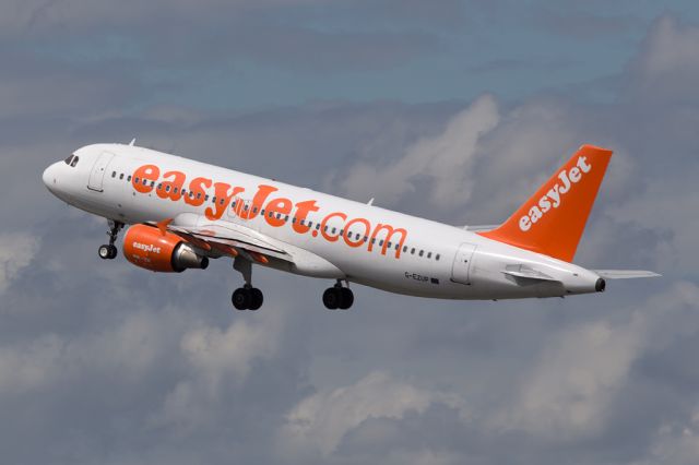 Airbus A320 (G-EZUP) - EZY1915 departing for the warmer sunshine of Palma.