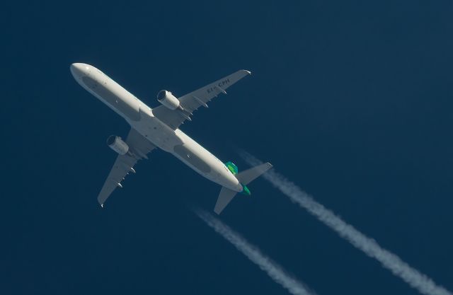 Airbus A321 (EI-CPH) - 24/1/2015 Aer Lingus A321 EI-CPH Passes overhead West Lancashire,England,UK at 34,000ft working route Munich-Dublin EIN35Y.Pentax K-5.