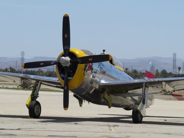 REPUBLIC Thunderbolt (NX47DM) - The remarkable P-47D-25 "Dottie Mae" fully restored after crash in Austrian Lake in 1945, showing up at Chino Air Show - 2018