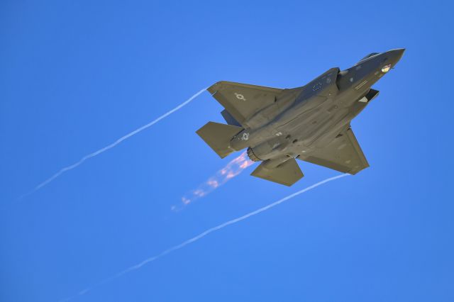 Lockheed F-35C (N5217) - USAF F-35 Lightning II during a flight demonstration at Nellis Air Force Base during Aviation Nation 2019.