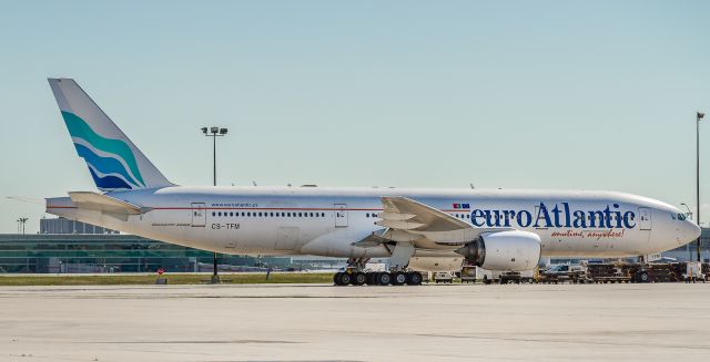 Boeing 777-200 (CS-TFM) - This Euro Atlantic 777 subbing for a Westjet 767 which went technical in London Gatwick...