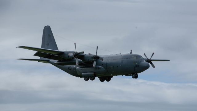 Lockheed C-130 Hercules (ANZ7003) - RNZAF flight Kiwi 1 arrives in Invercargill for Exercises with other forces In Bluff. Named Southern Katipo 2013, the three-week exercise will involve the defence forces of the United States, the United Kingdom, Australia, Canada, France, Malaysia, Papua New Guinea, Singapore, Tonga and New Zealand.