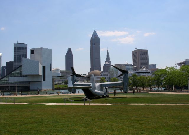 Bell V-22 Osprey (16-6739) - USMC Osprey #03 (166739) on display at Voinovich Park in downtown Cleveland on 10 Jun 2012 for Marine Week Cleveland 2012. Voinovich Park is about ¼ mile west of Burke Lakefront Airport (KBKL).