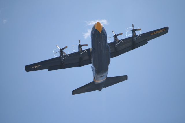 Lockheed C-130 Hercules — - Blue Angels C130, Fat Albert, taking off from Boeing Field 8-1-2008.