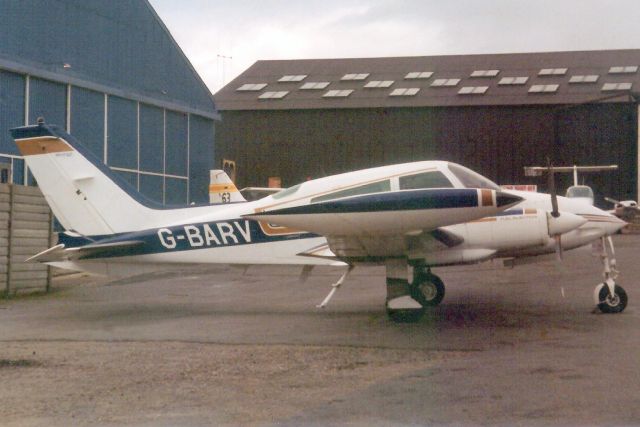 Cessna 310 (G-BARV) - Seen here in Aug-85.br /br /Registration cancelled 3-Mar-11 as permanently withdrawn from use.