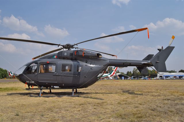 XC-LNZ — - Airbus Helicopters EC-145 XC-LNZ MSN 9629 of "Fiscalia General de la Republica FGR" (Attorney General of Mexico) on display during the open day in trade show "FAMEX 2019" at Santa Lucia AB (04/2019). Now used by Mexican Navy.