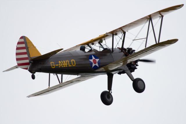 G-AWOL — - If I had the money to buy a Bi-Plane I would probably look no further than a Stearman Bi-Plane. Here is a beautiful example, flying over Old Warden Aerodrome.