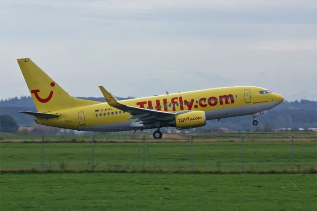 Boeing 737-700 (D-AHXJ) - Boeing 737-7K5, TUIfly, EDJA Memmingen, Allgaeu Airport Germany, 8.October 2009