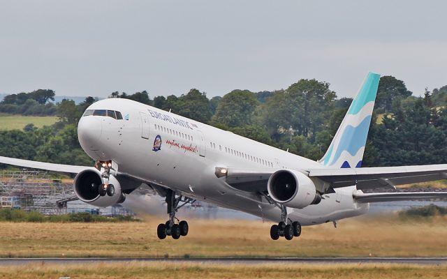 BOEING 767-300 (CS-TSU) - euroatlantic b767-34p cs-tsu dep shannon after painting by iac 14/7/18.