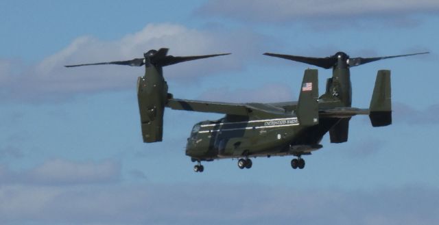 Bell V-22 Osprey (16-8302) - On short final is this HMX-1 United States Marine Corps "Osprey" tiltrotor that is currently used as a support aircraft for the arriving president of the United States in March of 2023.