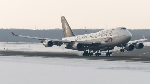 Boeing 747-400 (HS-TGW) - Star Alliance Liverybr /Thai Airways International [TG/THA] / Boeing 747-4D7br /Feb.23.2019 New Chitose Airport [CTS/RJCC] JAPAN