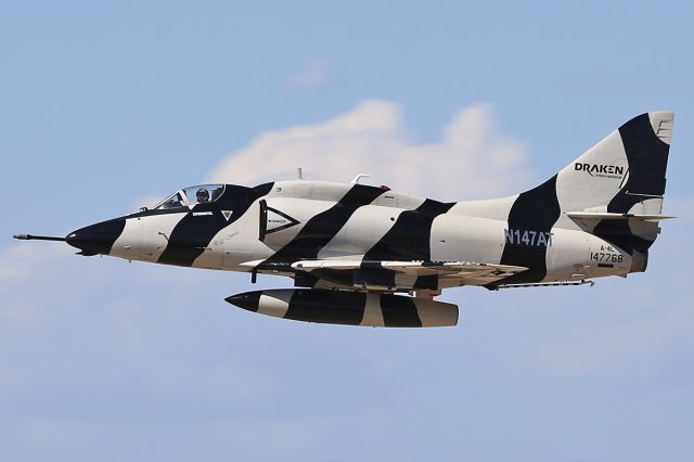 SINGAPORE TA-4 Super Skyhawk (N147AT) - Taken at the Los Angeles County Air Show on March 22, 2014 in Lancaster, California.