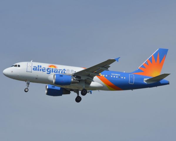 Airbus A319 (N338NV) - Welcome to Boston Allegiant Air new service to Knoxville TN