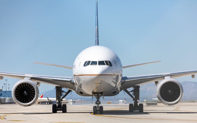 Boeing 777-200 (N772UA) - Rare United 777 in SLC for a military charter