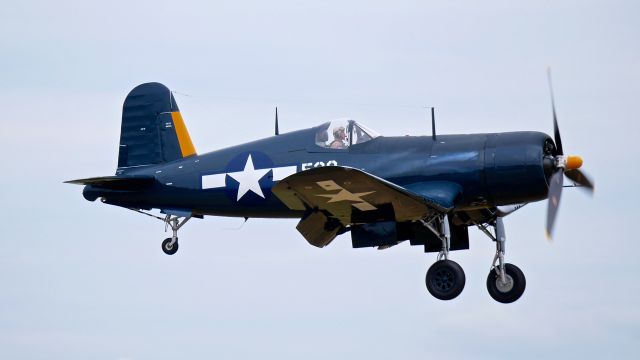 N700G — - FHCs Goodyear FG-1D Corsair (Ser #88303 / cn 3117) on final to Rwy 16R on 7.21.17.