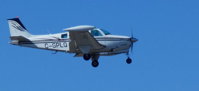 Beechcraft Bonanza (36) (C-GPLQ) - About to touch down is this 1991 Beech A36 Bonanza in the Autumn of 2024.