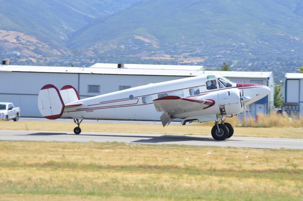 Beechcraft 18 (N50WA) - Arriving on 16 during Warbirds Over Utah 2017.