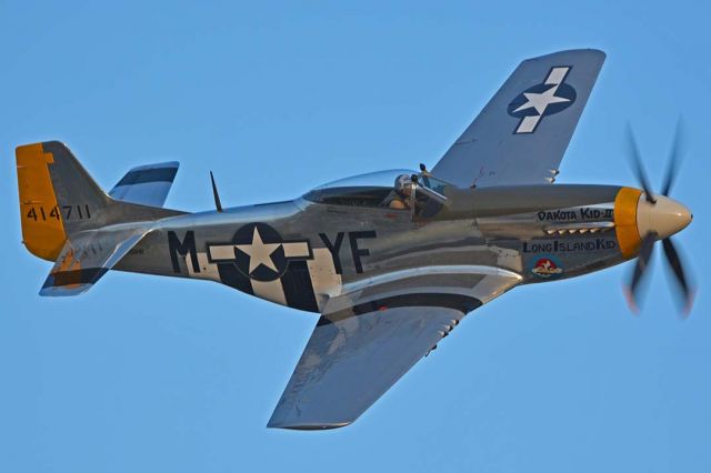 North American P-51 Mustang (NL151HR) - North American P-51D Mustang NL151HR Dakota Kid II/Long Island Kid at Chino, California on April 29, 2016.